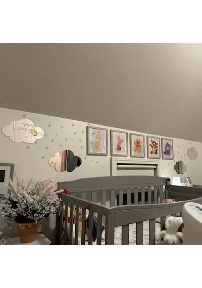 Durukar 30x20 Cm Bulut Formlu Kırılmaz Pleksi Duvar Aynası - Çocuk Odası Güvenli Ayna Çok Renkli