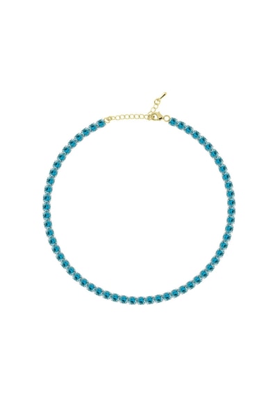 Merano Design 5mm Turkuaz Su Yolu Gold Choker Kırmızı