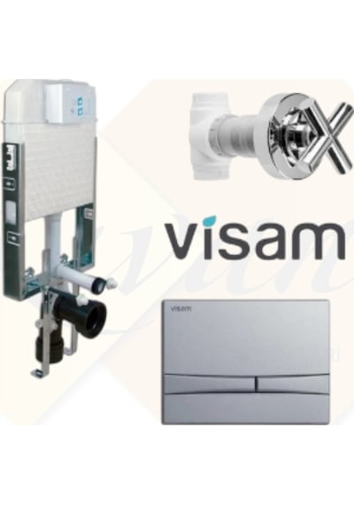 Visam Gömme Rezervuar Seti Slim 80 3/6 Lt + Mat Krom Kumanda Paneli + Ankastre Vana Seti Diğer Beyaz