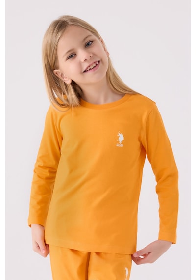 U.s. Polo Assn Kız Çocuk Turuncu Pijama Takımı Turuncu