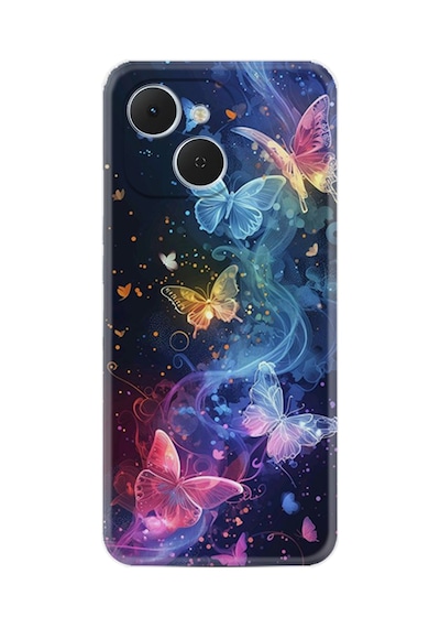 Tecno Spark 40c Km4n Kılıf Boutique Baskılı Resimli Neon Kelebekler Pcode -092