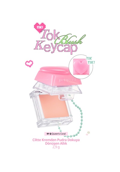 Ciltte Kremden Pudra Dokuya Dönüşen Allık Perıpera Tok Blush Keycap 01 Queens Coral