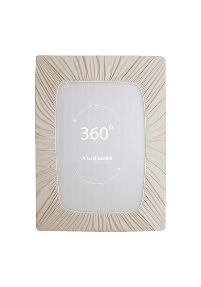 Soley Jersey %100 Pamuk Çift Kişilik 180 X 200 Lastikli Çarşaf Bej