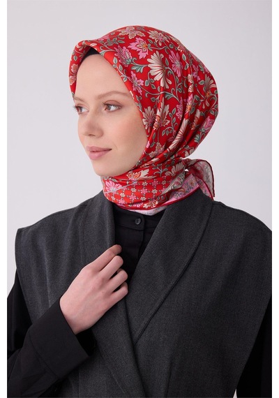Belli İpek Eşarp - 4314-09 Kırmızı Twill
