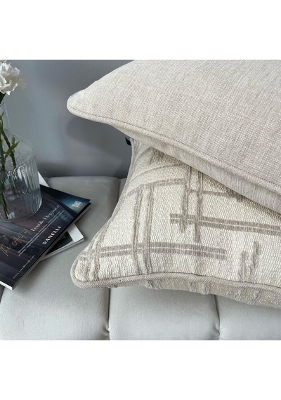 Lidoma Home "grid & Solid" Dokulu Desenli Kırlent Kılıfı Seti Bej