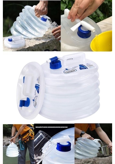 Musluk  Kapaklı Akordiyon Portatif 10 Litre Bidon Container Kova