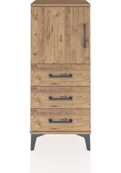Arges Komodin 2 Raflı 3 Çekmeceli Tek Kapaklı 44x30x106 Çam-çam Çam