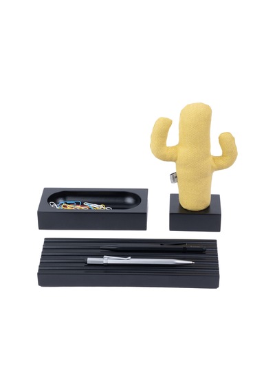Kayigo Woody Siyah Üçlü Ofis Seti - Sarı Cactus