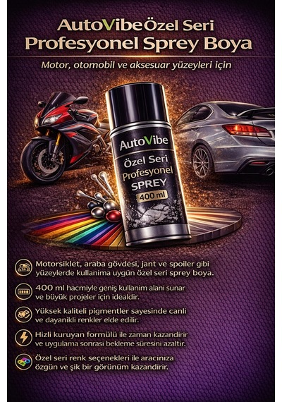 Motorsiklet - Araba Gövde - Jant - Spolier - Parça Sprey Boyası 400 Ml Boya Koduna Göre