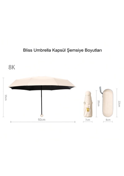 Bliss Umbrella Kapsül Şemsiye - Uv Korumalı Güneş Şemsiyesi Krem