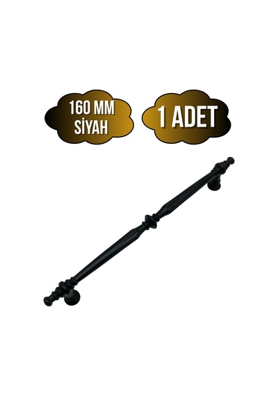 Muse Desenli Siyah Metal Dolap Kulpu Mobilya Ve Mutfak Dolap Kulpu Siyah 160mm 1 Adet Siyah