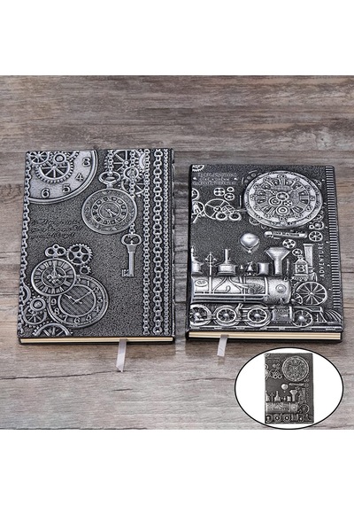 Hediyelik Gümüş Tren Kabartmalı Deri Defter