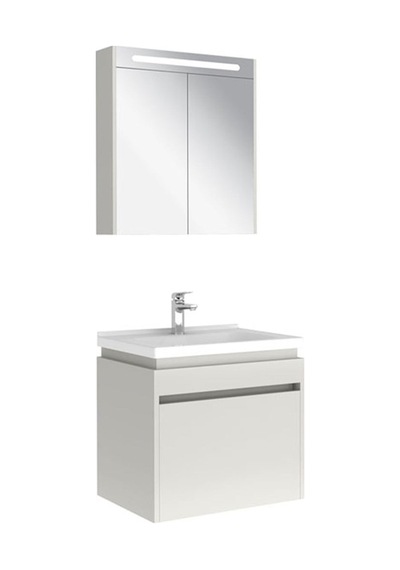 Kale Idea 2.0 65 Cm Tek Çekmeceli Set Parlak Beyaz Lavabo Dolabı + Aynalı Dolap
