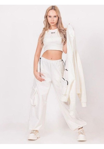Kız Çocuk Sıfır Kol Crop Bluz-13792-ekru Ekru