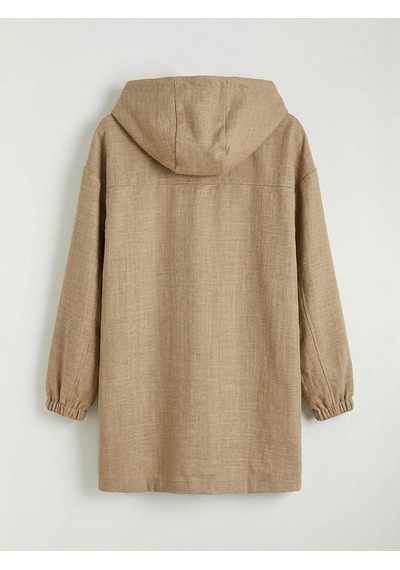 Lc Waikiki Lc Waıkıkı Bej Kapüşonlu Oversize Kadın Tunik