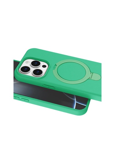 Apple iPhone Uyumlu iPhone 15 Pro Max Regal Magsafe Standlı Kapak - Yeşil Renkli