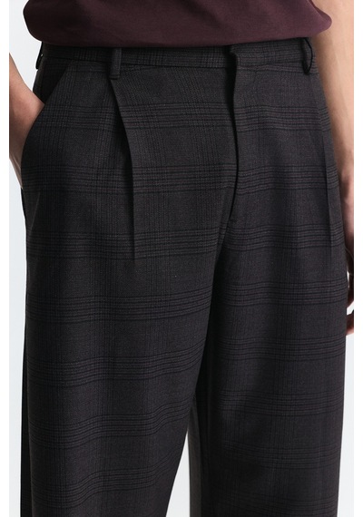 Antioch Barrel Fit Ekose Pantolon Bordo