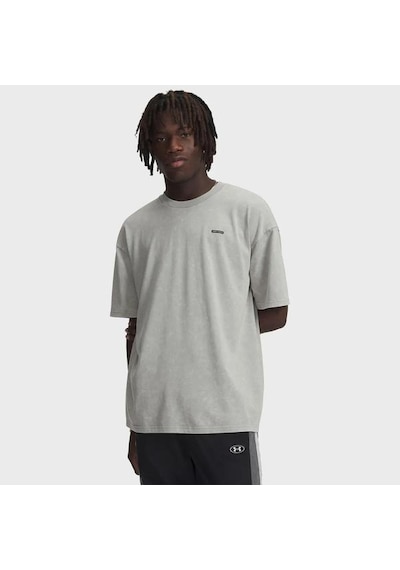 Under Armour Heavyweight Oversized Logo Wash Erkek Gri Polo Yaka Tişört