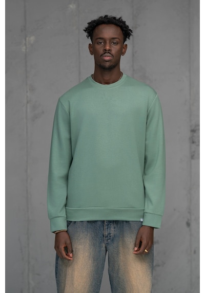 Fbı Slimfit Modal Kumaş Baharlık Sıfır Yaka Likralı Sweatshirt Mint
