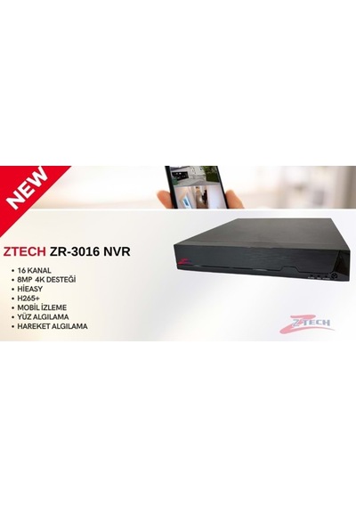 Ztech Zr-3016 H265+ 16 Kanal Nvr Kayıt Cihazı