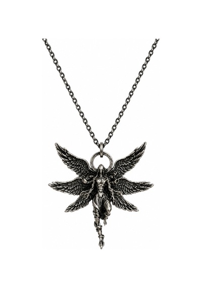 Silver Fairy Angel Wings Goddess Wicca Gotik Kolye Çok renkli