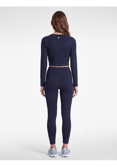 Koton Pamuklu Bisiklet Yaka Uzun Kollu Crop Spor Tişört Lacivert 7wak10097nk