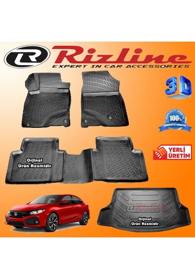 Honda Civic Hb 3D Paspas +Bagaj Havuzu 2016 - 2020 Arası Rizline N11.14006