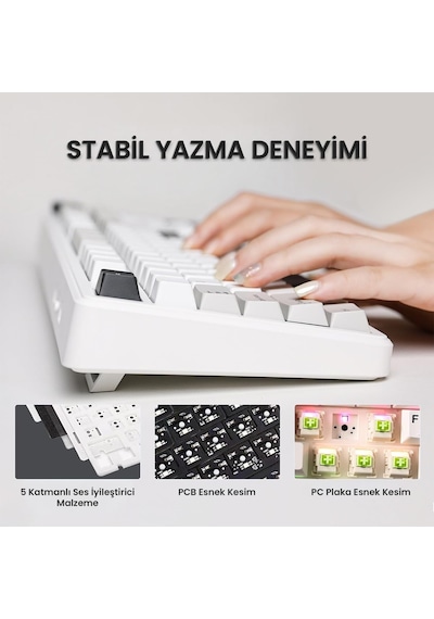 Aula F99 Pro 3 Modlu Rgb Hot Swap Mekanik Nimbus V3 Switch Kablosuz Makrolu Gaming Klavye Gradyan Mavi
