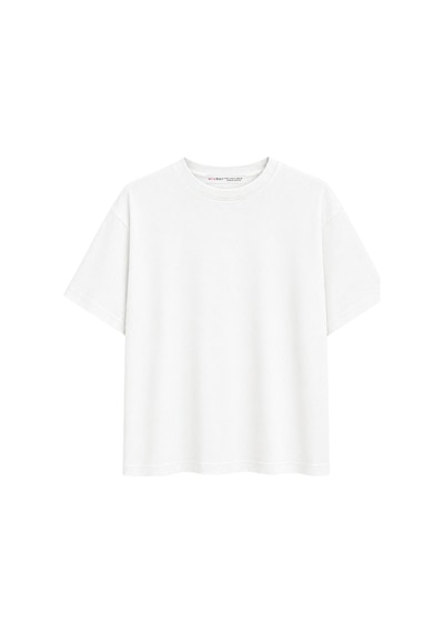 Mixray 2101 Kadın Bisiklet Yaka Soft Oversize Basic Modal T-shirt Beyaz