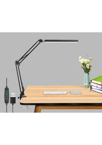 Dekoratif Led Masa Lambası Sy040 Usb Kablolu Kademeli 3 Eklemli Led Masa Lambası, Kıskaçlı Model Çalışma Masası Diğer