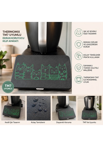 Thermomix Tm7 Uyumlu Kedili Tasarım Ekran Koruyucu Kılıf Aparatı