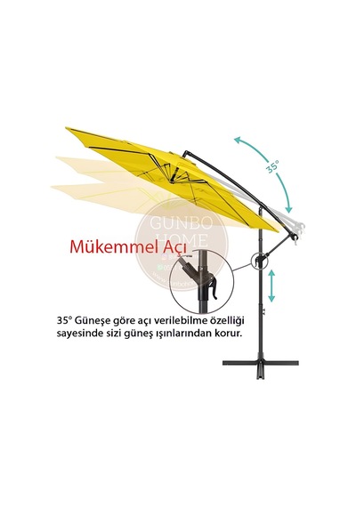 3 Mt 8 Kaburga Full Demir 21 Kg Sarı Renk Bahçe Şemsiyesi