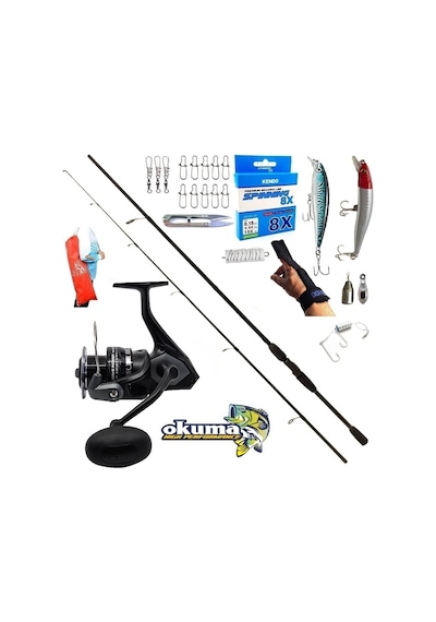Okuma Wave Power 3000 270cm 20-40gr Double Black Maket Balık Spin Olta Takımı Seti