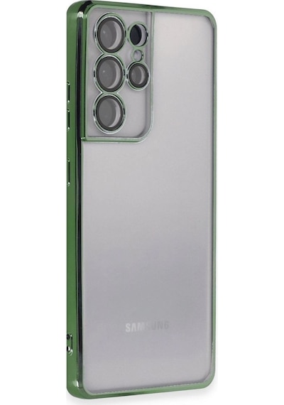 Samsung Samsung Uyumlu Galaxy S21 Ultra Kılıf Razer Lensli Silikon - Yeşil