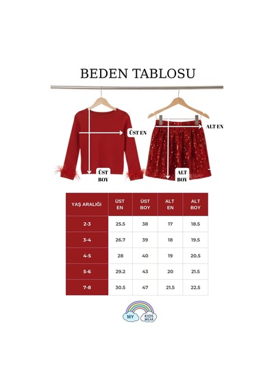 My Kids Wear Kız Çocuk Bayramlık Payet Etekli Takım 12536 Bej - Ekru