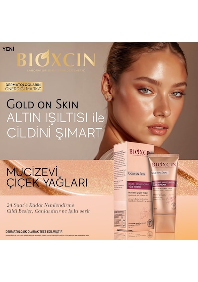Gold On Skin Işıltılı Nemlendirici Yüz Kremi Hyalüronik Asitli, Pantenollü, Çiçek Yağları İle Zenginleştirilmiş, Tüm Cilt Tipleri İçin, 50 Ml
