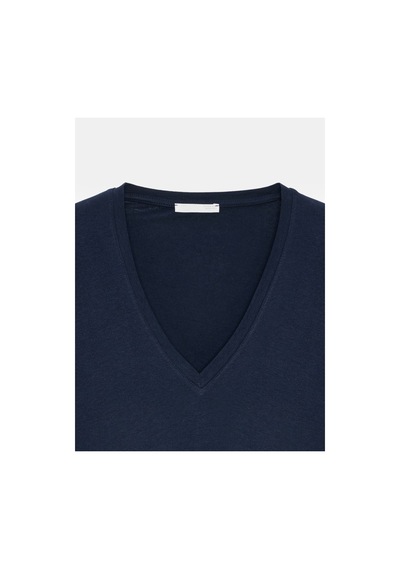 Dilvin 32847 Lyocell Karışımlı V Yaka T-shirt-k.lacivert-16457