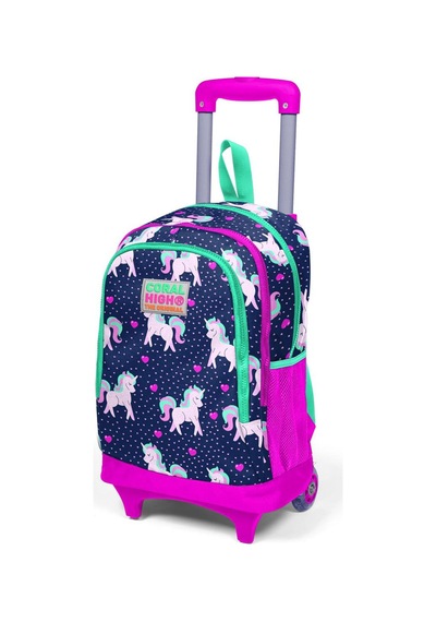 Coral High Kids Lacivert Pembe Unicorn Desenli Üç Bölmeli Işıklı
