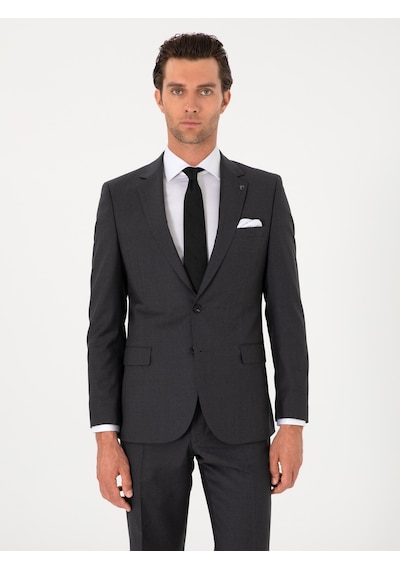 Cacharel Füme Slim Fit %100 Yün Klasik Takım Elbise Gri