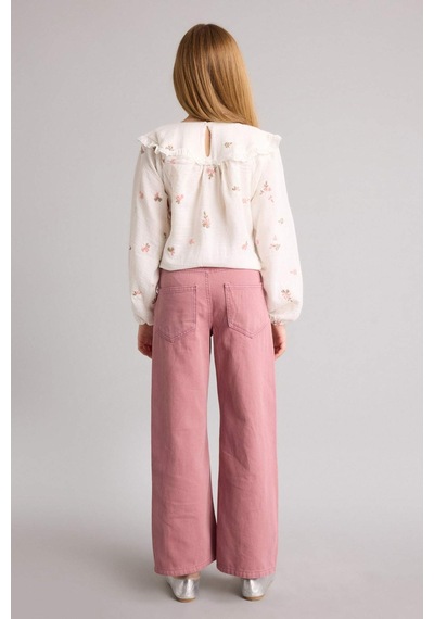 Defacto Straıght Wıde İspanyol Paça Gabardin Pantolon Kız Çocuk G0602a826spbr94 Bordo-br94
