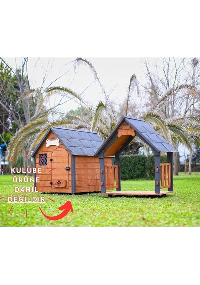 Mandu Isı Yalıtımlı Ahşap Köpek Kulübeleri İçin Ekstra Gölgelik Çatı Ve Taban Veranda Medıum