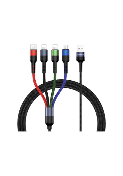 2 Paket Çoklu Şarj Kablosu Çoklu Şarj Kablosu Naylon Örgülü Kısa 4ft 4 İn 1 Usb Şarj Kablosu Telefon/tip C/mikr Diğer