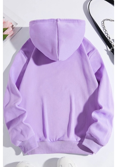 Unisex Always Be Positive Baskılı Sweatshirt Lila