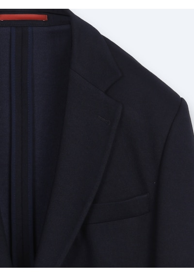 Kip Lacivert Çizgili Modern Fit Pamuk Karışımlı Örme Takım Elbise