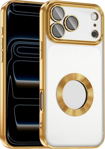 Apple Uyumlu iPad iPhone 17 Pro Max Kılıf Kamera Korumalı Logo Gösteren Zore Omega Kapak Gold