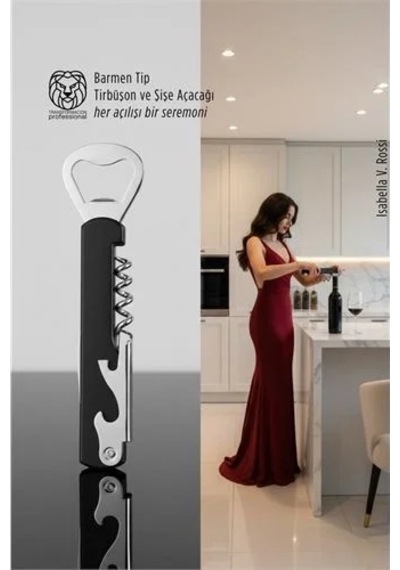 Barmen Tip Çelik Profesyonel Tirbüşon Ve Şişe Açacağı Kombine Set 722723 Çok Renkli