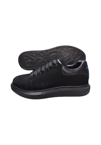King Shoes Büyük Numara Siyah Süet Erkek Ayakkabı