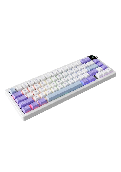 Ak650 Tft Ekranlı 3 Modlu Mekanik Oyun Klavyesi-5.000 Mah Batarya-gasket Tasarım - Purple White