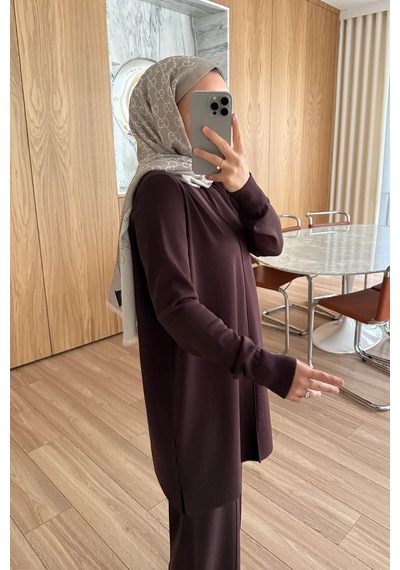 Kahijab Arlena Premium Rayon Takım - Kahverengi Kahverengi