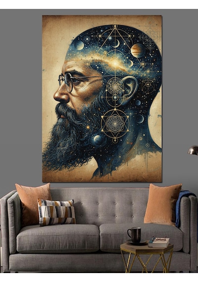 İnsan Ve Evrenle Bağlantısı Soyut Sanat Dekoratif Kanvas - Mdf Ahşap Tablo